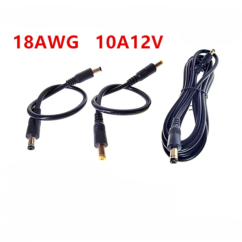 

18AWG DC Power Plug 5.5x2.1 To 5.5*2.1mm Male To Male 5.5*2.5 To 5.5x2.5mm CCTV Adapter Cable 12V 10A Power Extension Cords