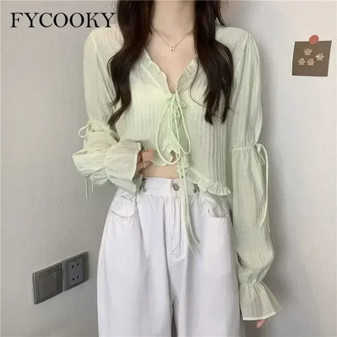 Женский короткий кардиган FYCOOKY из полиэстера