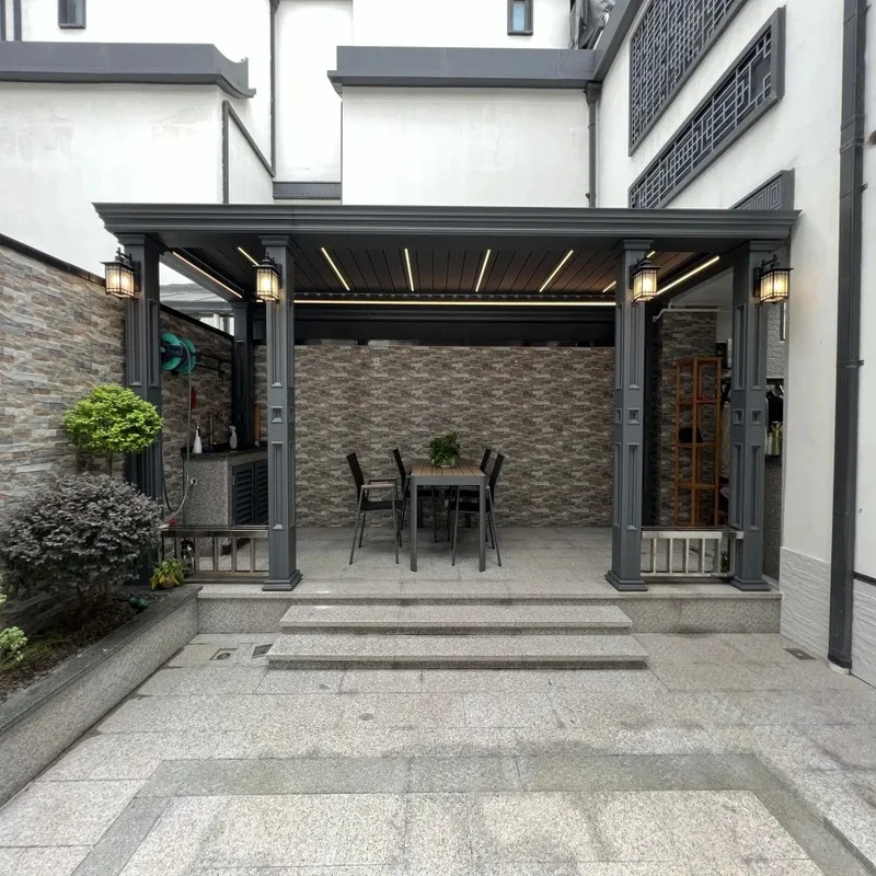 Bioclimatic Intelligent Outdoor Pergola Aluminum Louver Roof System Pergola Custom Size European Luxury Pergola