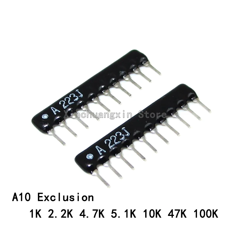 20PCS/Lot 10Pin In-line Exclusion A10 10P 1K 2.2K 4.7K 5.1K 10K 47K 100K A 103J 222J A223J 22K A10-473JP A10-472