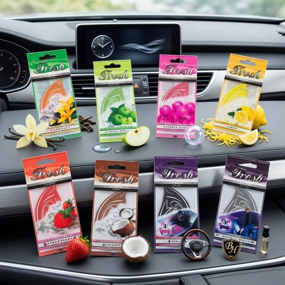 Car Air Freshener Natural Scented Tea Paper Auto Hanging Vanilla Perfume Fragrance Leaf Shape Car Accessories Interior