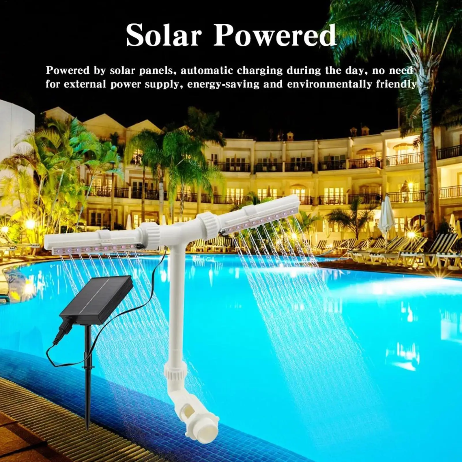 

Солнечный бассейн Фонтан с двойным распылением и водопадом с дистанционным управлением и регулируемым 7-цветным светодиодным светом Плавающий солнечный фонтан для бассейна