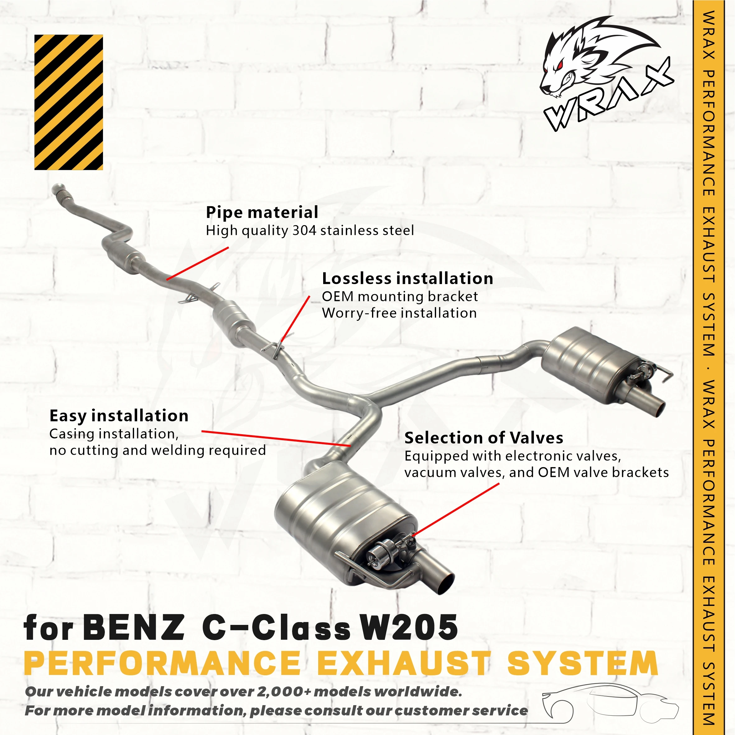 

Performance Exhaust Vavle Catback for BENZ C-Class W205 Stainless Steel Pipe Support customization