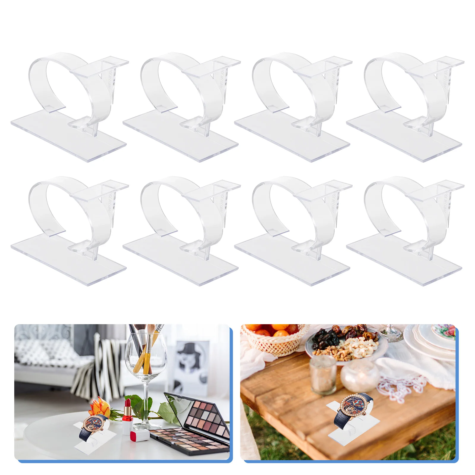 

8pcs Watch Holders Display Bracelets Racks Storage Plastic Stable Base Light Weight Compact Size Smooth Surface
