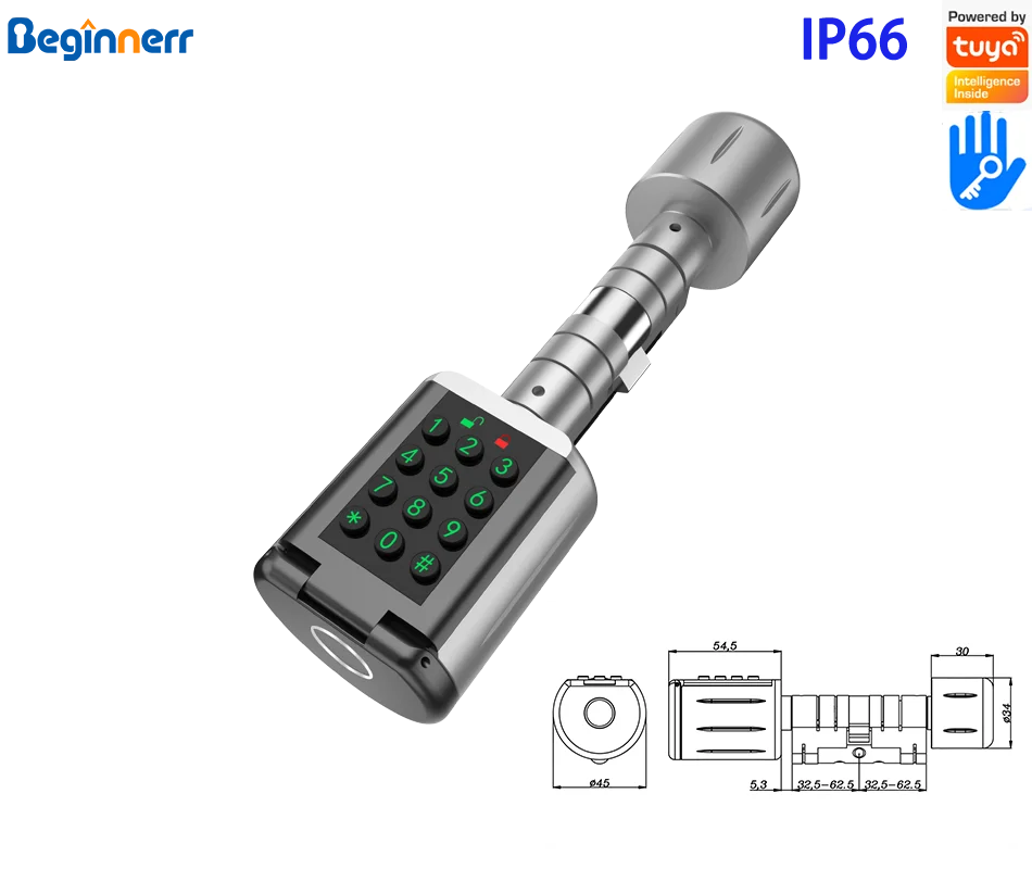 

Waterproof IP66 Smart cylinder Lock Fingerprint Pincode ttlock bluetooth Fireproof Euro digital cylinder door lock