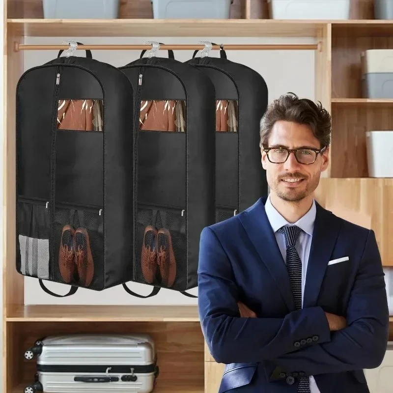 Reise-Anzugtasche mit Reißverschluss, mit Zwickel zum Aufhängen von Kleidung, Organizer und Tasche für Hemden, Mäntel, Kleider