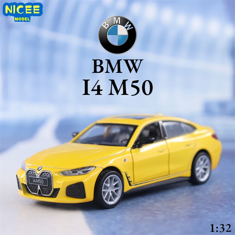 1:34 BMW I4 M50 sports car High Simulation Diecast Metal Alloy Model car Sound Light Pull Back Collection Kids Toy Gifts X51