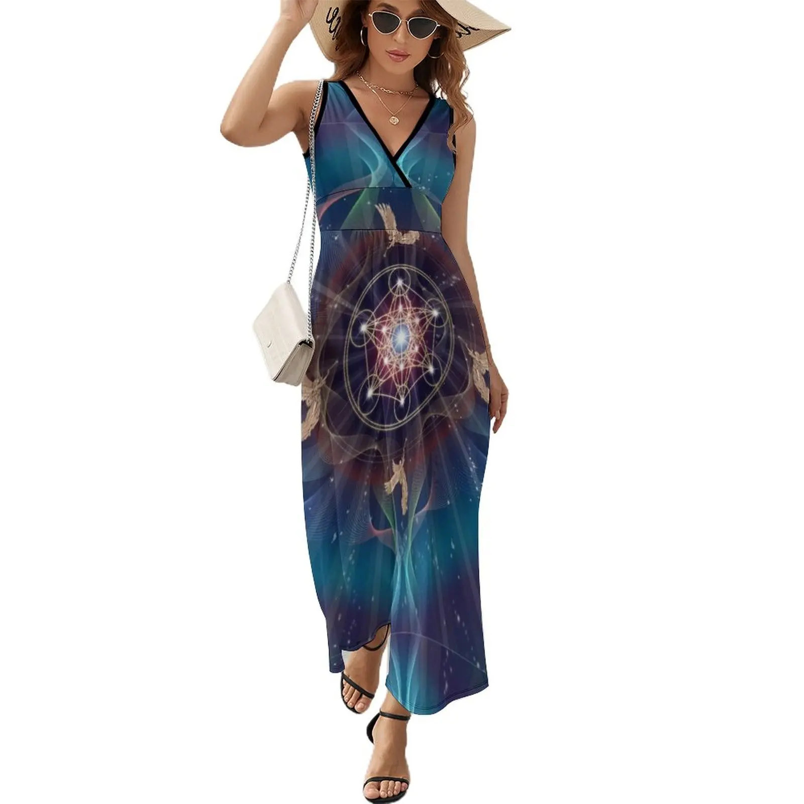 

Metatron's Cube - Merkabah - Peace and Balance Sleeveless Dress Women's summer dresses sexy dress for women