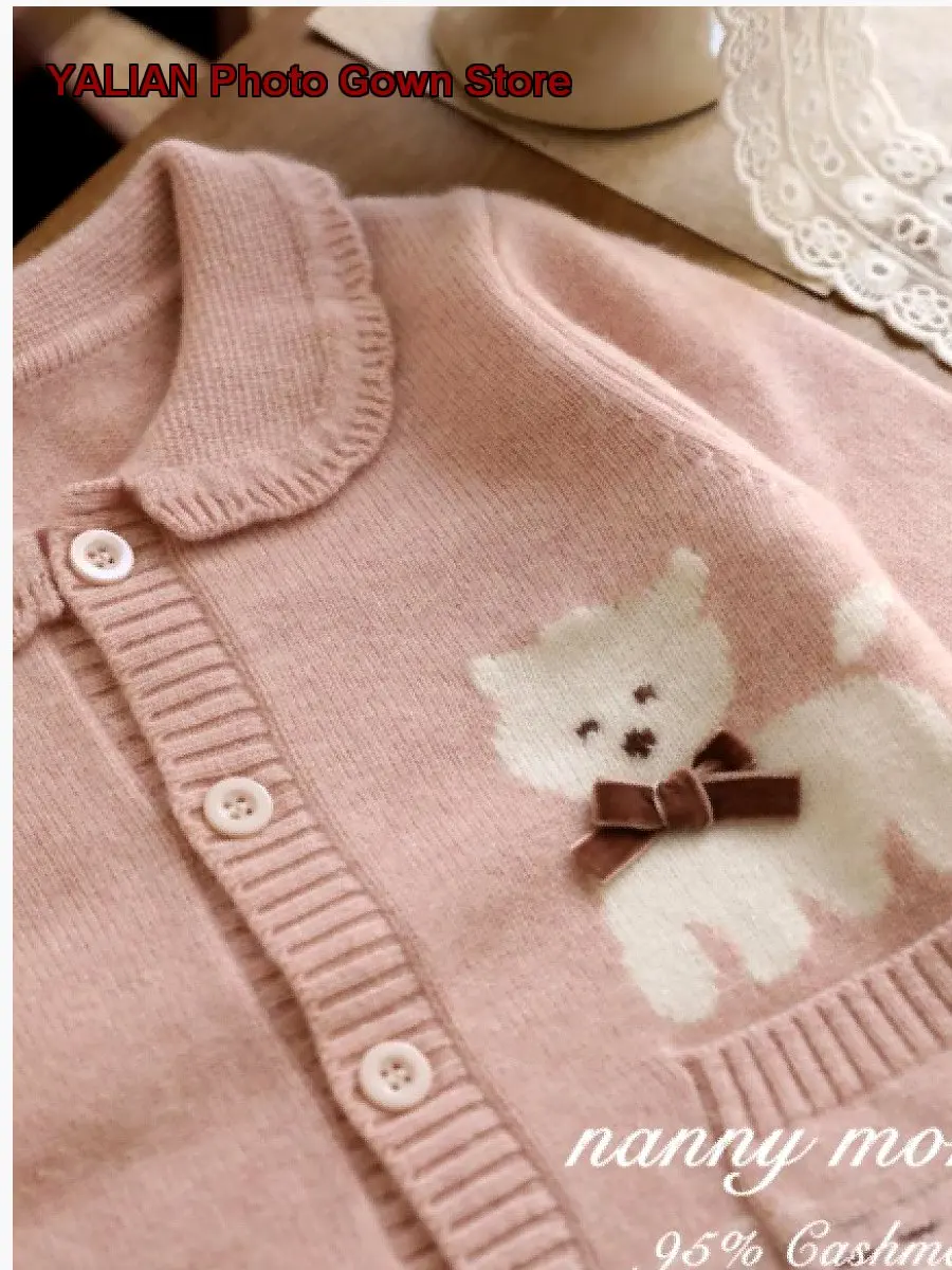Girls Handmade Sheep Embroidery Cardigan Newborn Kids Thickened Winter