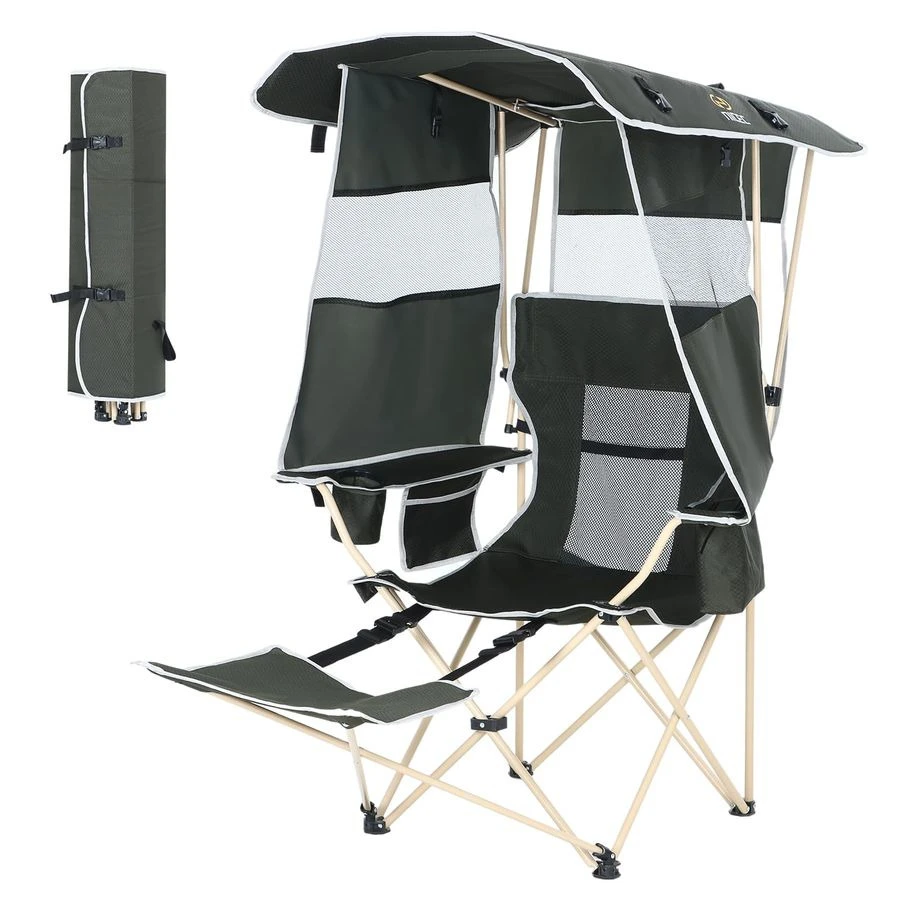 

Chair with Canopy, Umbrella Chairs, Chair with Shades, Sports Chairs, w Removable Footrest, Cooler Bag, Cup Holder for Camping,