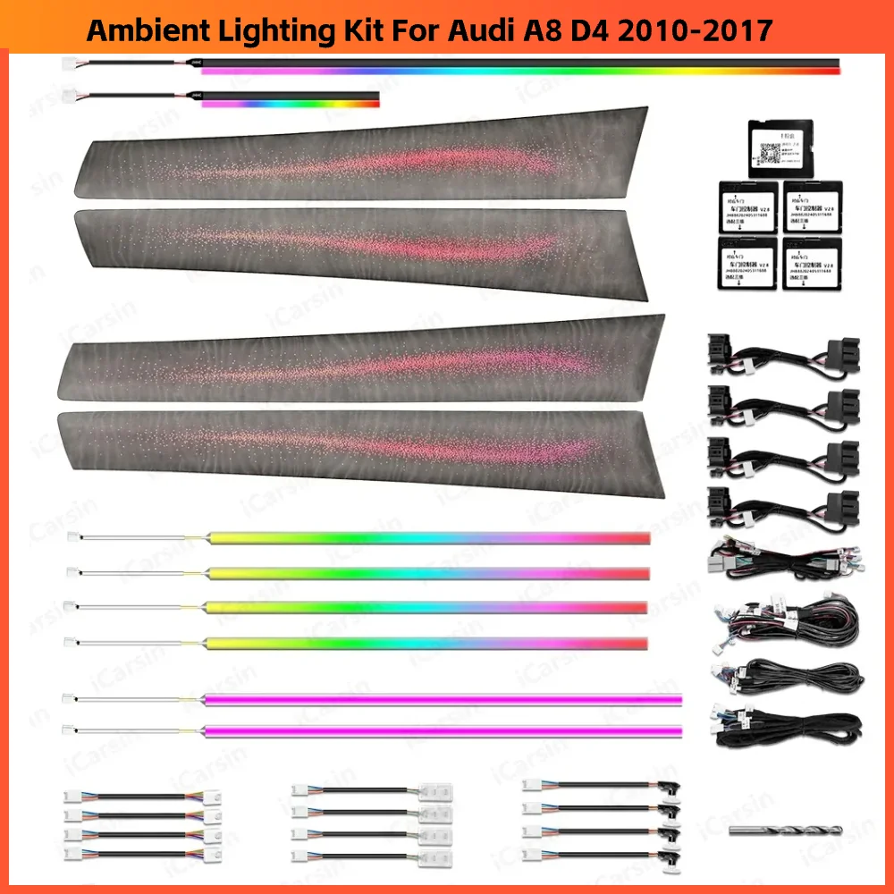 

Upgrade 256 Colors Symphony Led Car Interior Ambient Lighting Decoration for Audi A8 D4 2010-2017 Atmosphere Strip Accessories