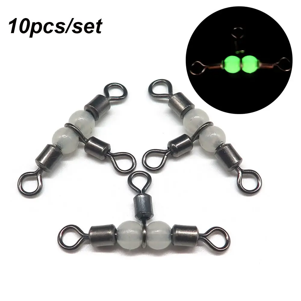 10Pcs High Quality Brass Barrel Splitter Luminous Fishing Pin Line Connector 3 Way Ring Rolling Trident