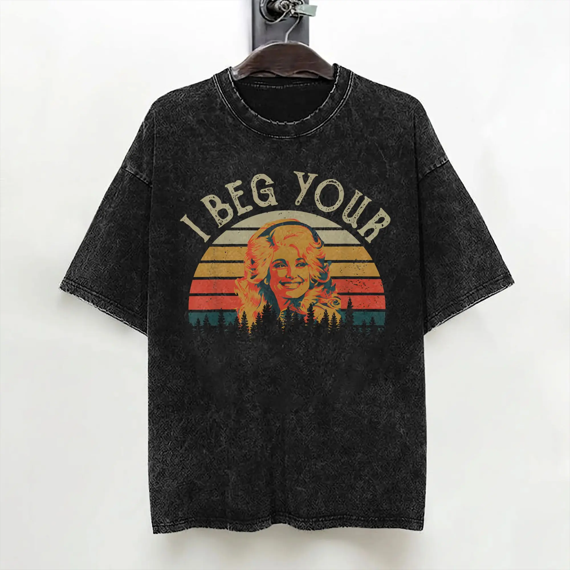 Singer D-Dolly Parton T Shirt Washed Cotton Oversize T-Shirt  Cool Men Women Streetwear Summer Tees