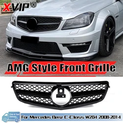XVIP Chrome Silver C63 Style Front Bumper Grille For Benz C-Class W204 2008-2014 C180 C200 C250 C280 C350 Black GTR Style Grille