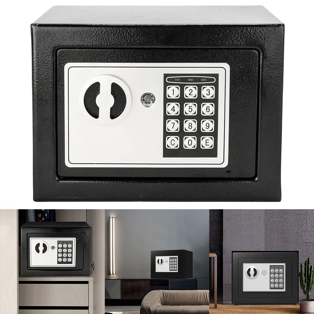 Electronic Security Box with Keys Safe Deposit Box Lockable Mini Safety Box Steel for Store Money Jewelry Document