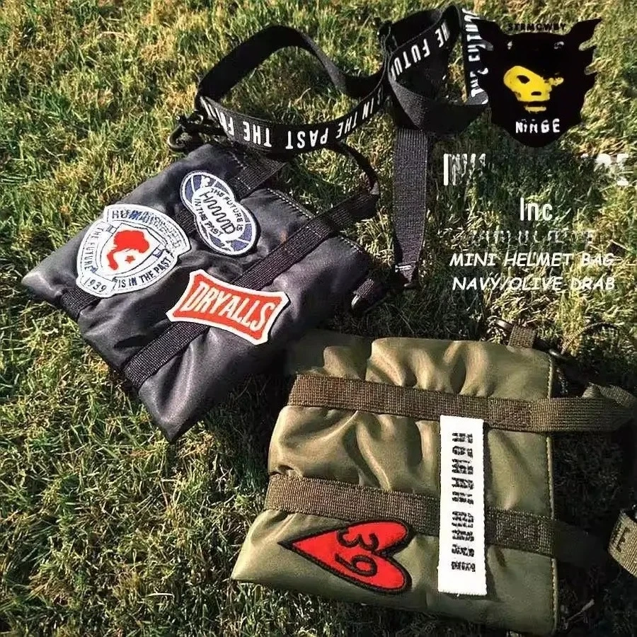 Hum Mini Helmet Bag Embroidered Patch Crossbody Bag Unisex Workwear Shoulder Pouch