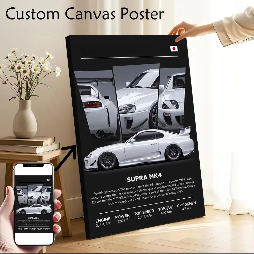 Sports Car MK4 Canvas Poster Wall Art Customizable High Quality Printed Picture for Home Decor Room Decorating Interior Painting