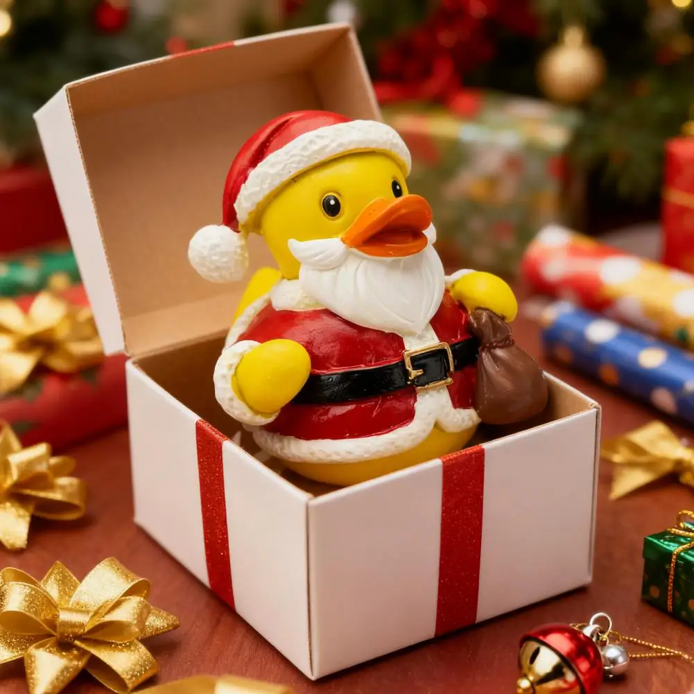 Christmas Tree Duck Figurine Festive Resin Christmas Ornaments Santa Claus Deer Snowman Duck Figures Holiday Theme for Tree