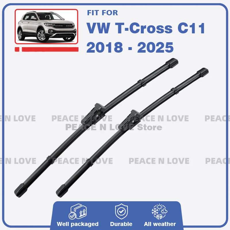

Щетки стеклоочистителя для Volkswagen VW T-Cross C11 2018-2025 2 шт., резиновые щетки для переднего стекла, лобовое стекло, автоаксессуары