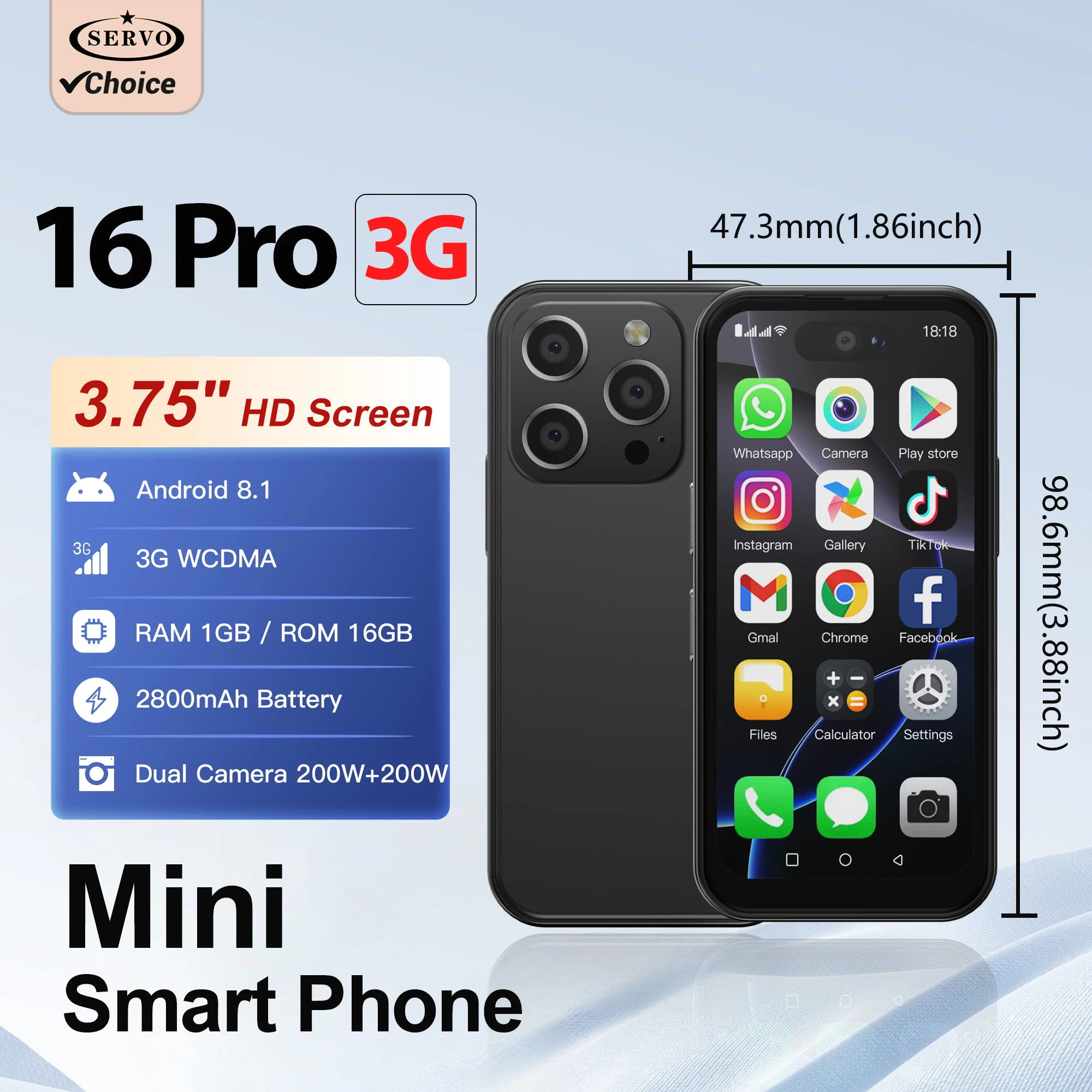 SERVO 16PRO Mini Smartphone 3G 3.75