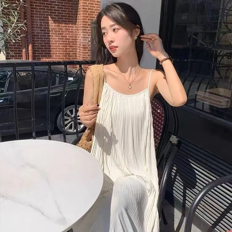 جديد 2025 ثوب نوم صيفي فستان فضفاض بسيط بلون تنورة طويلة ملابس نوم على العرض مثير ملابس نوم امرأة ملابس داخلية حمالة صدر #5