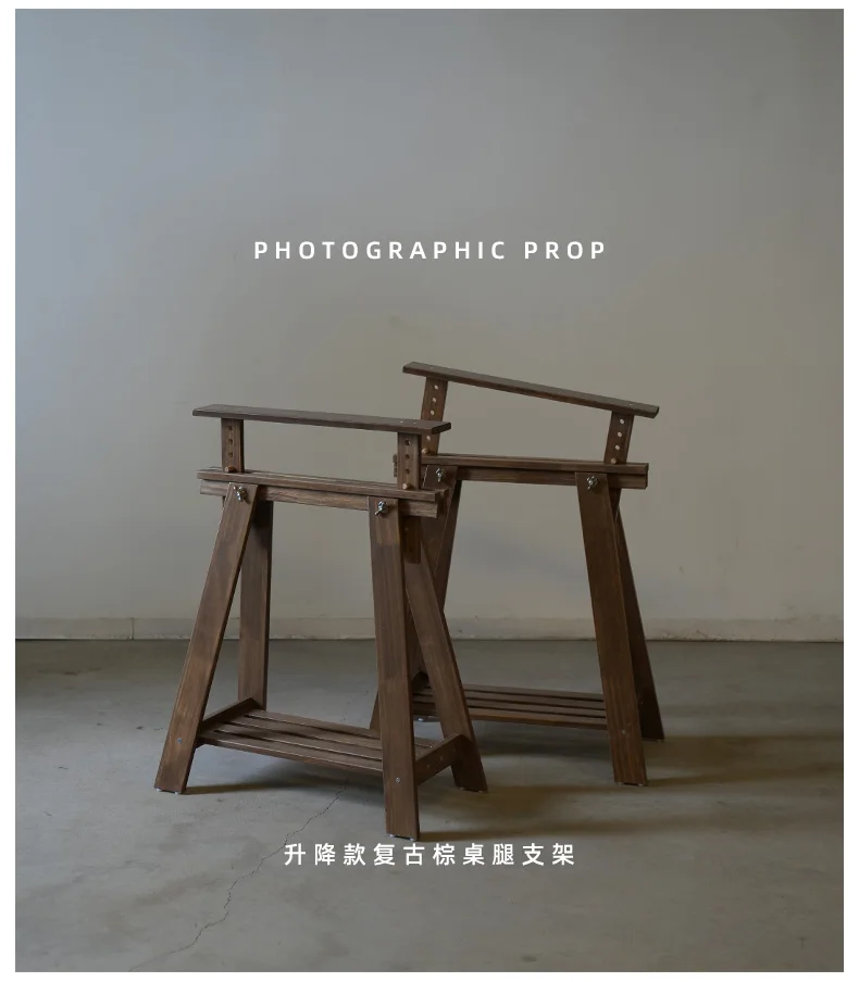 Rustic Wood Table Legs for Outdoor Photo Prop Stool Feet Vintage Workstation Base Industrial Photography Background Setting