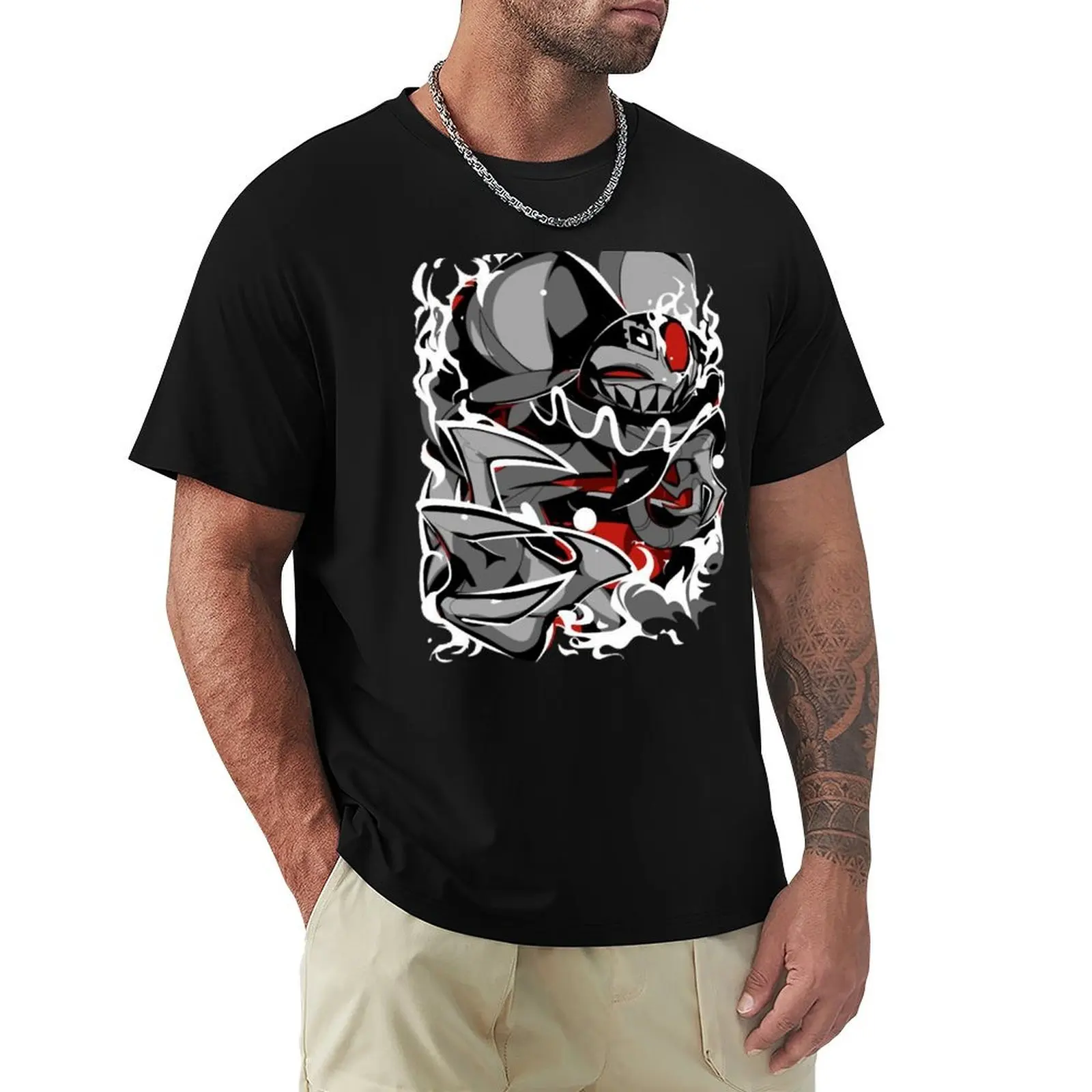 Fizzarolli Demon Design - Helluva Boss T-Shirt Casual Loose Short Sleeve Tee for Men