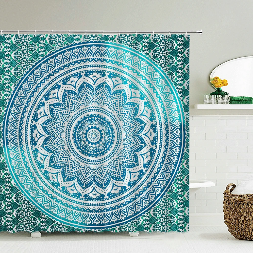 Morocco style Mandala Pattern Shower Curtain Bathroom Waterproof Polyester Fabric Bath Curtain with Hooks Home Decor Curtain