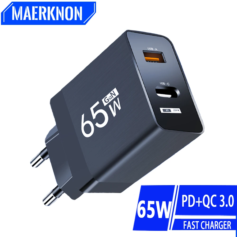 65W GaN USB C Charger PD Fast Charging Phone Power Adapter For iPhone Samsung Xiaomi Huawei Type C Quick Charge 3.0 Wall Charger