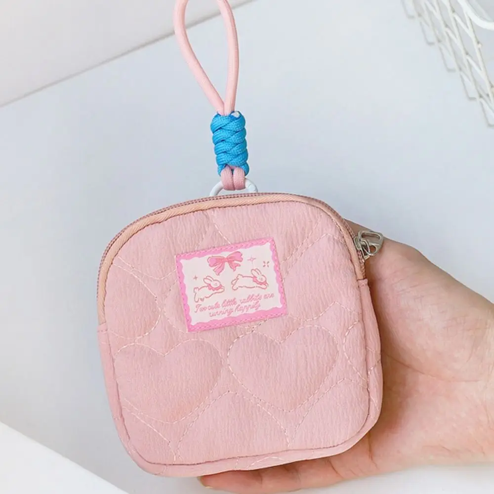 Lanyard Fresh Rabbit Coin Purse Love Korean Style Small Wrist Bag Sanitary Napkin Storage Bag Zipper Cosmetic Bag Children