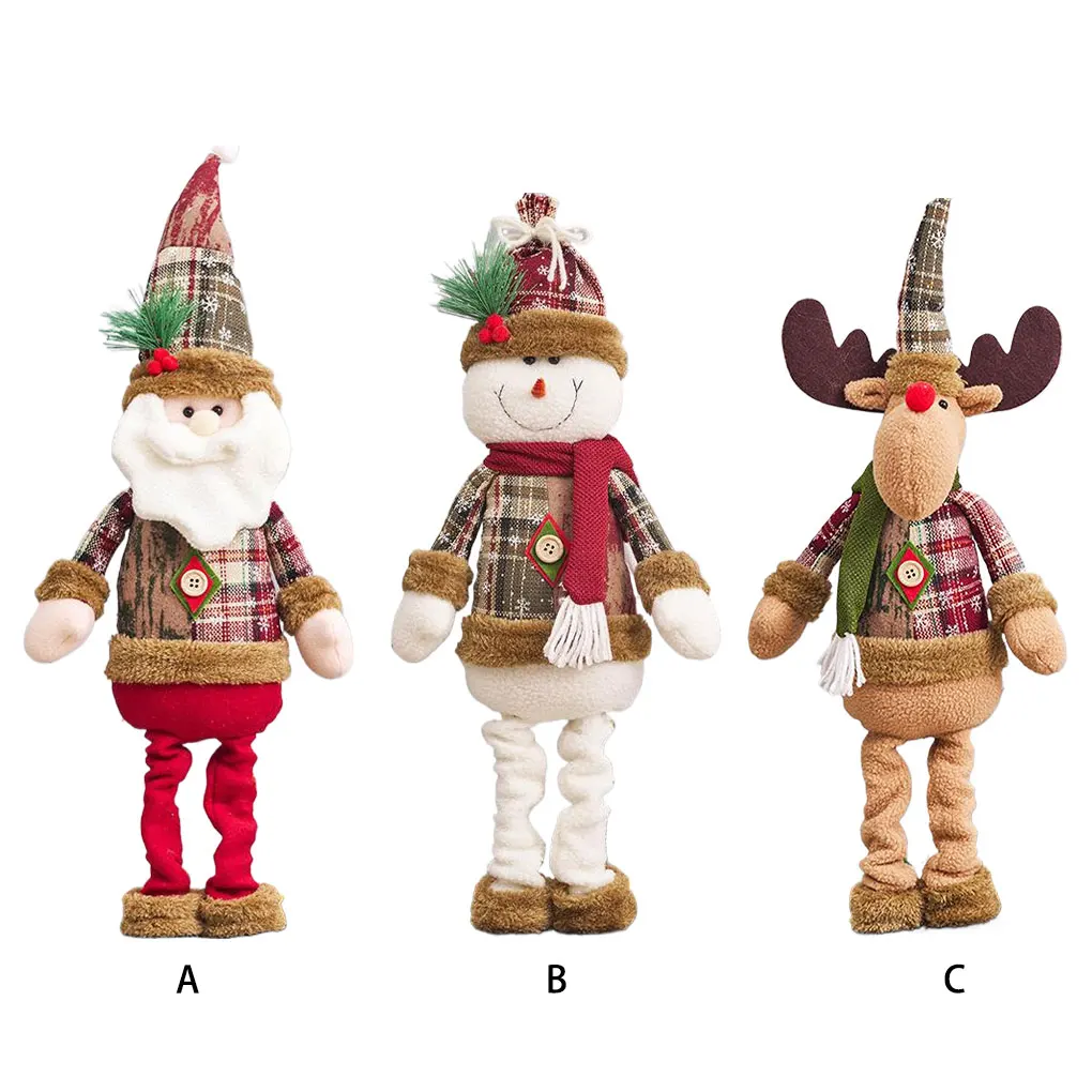 

Flannel Cute Plush Doll Trio Festive Decoration Irresistible Charm Adjustable Scalable Santa Claus