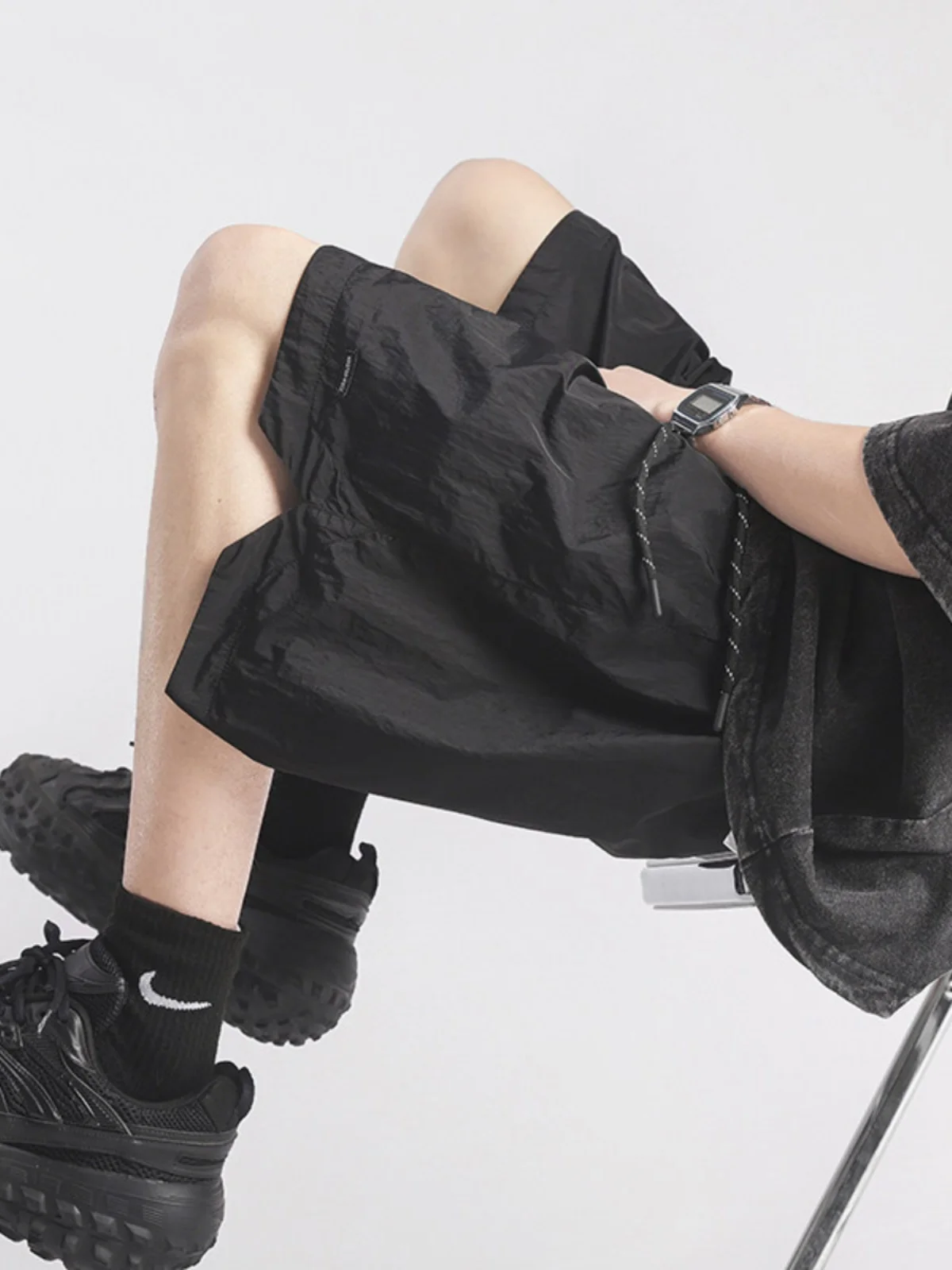 

Qui Dry Baskeall orts Men's Summer Thin Casual Beach Pants Sports Five-Quarter Length Outerwear Mid-Pants for Boys