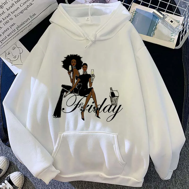 Woman Hoodies Sweatshirts Fashion Friday Printed Solid White Pink Hooded Hip Hop fleece Hoody Pocket hoodie Streetwear Female