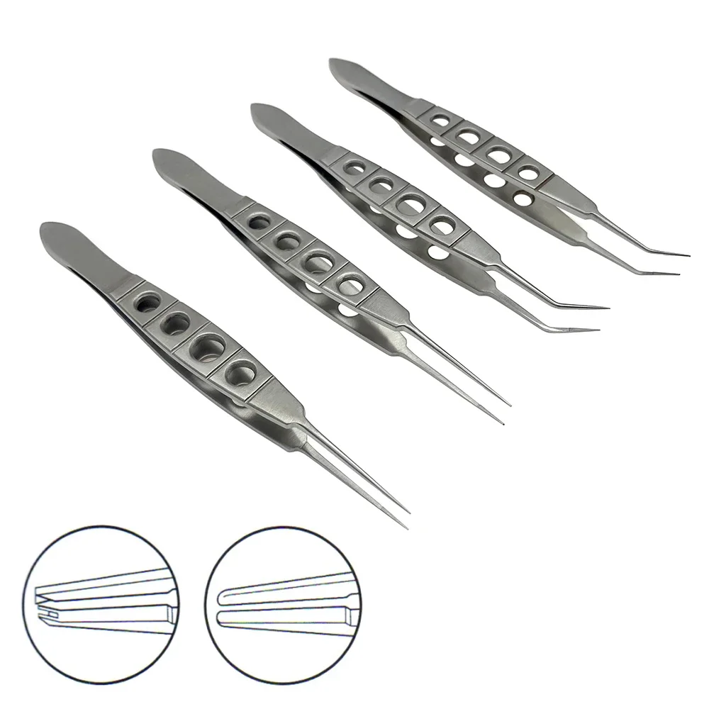 QSWTITAN ملقط العيون الفولاذ المقاوم للصدأ ملقط مسنن 108 مللي متر أداة طب العيون 1 قطعة