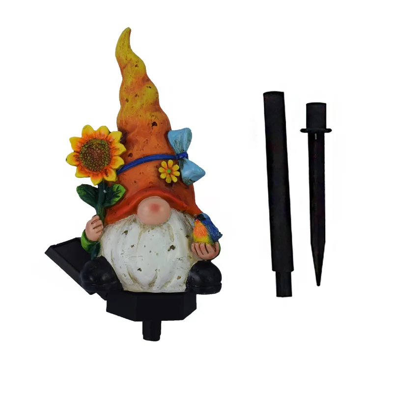 Garden Decoration Gnome Dwarf Statue-resin Craft Ornament Carrying Solar Power LED Light Door Welcome Sign Dwarf Statues