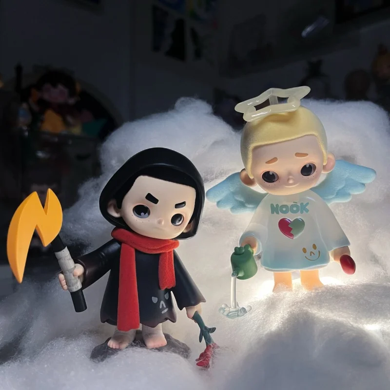 

52toys Official Nook And Seek Angel And Devil 100% Limited Art Toy Collectible Hanging Card Figure Ornament Gift For Collectors