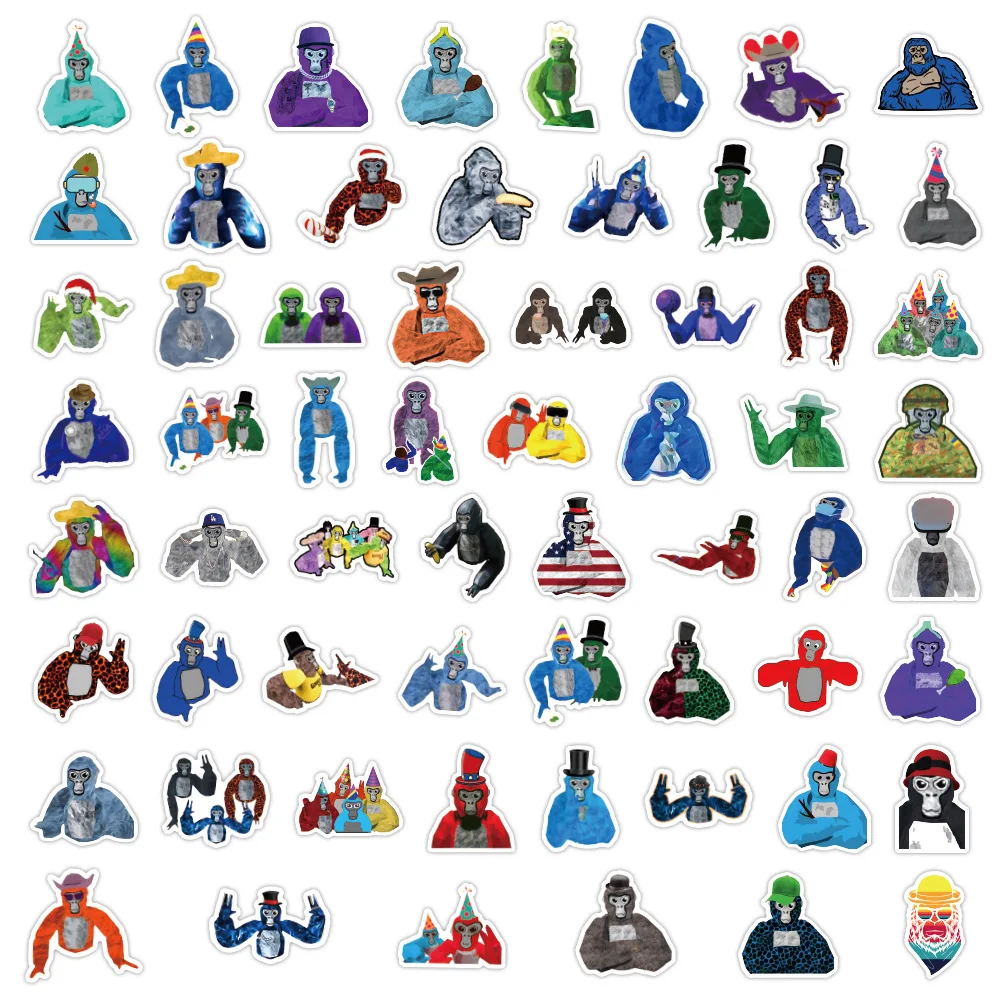

60PCS Cool Trendy Brand Gorilla Tag Game Cartoon Stickers Decals Skateboard Laptop Guitar Bottle Luggage Gift Sticker