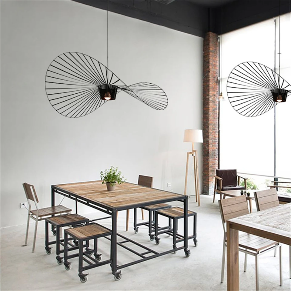 Industrial Retro Vertigo Straw Hat Ceiling Pendant Lamp Nordic Fabric Pendant Lights Dining Living Room Bedroom Home Decor Lamps