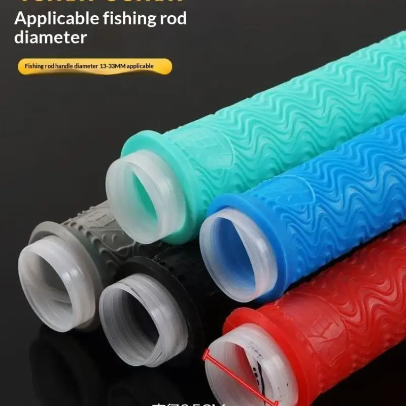 For Outdoor Fishing Supplies Universal Protective Cover Durable Silicone Fishing Rod Handle Grip Non Slip Shock Absorbent