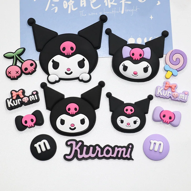 13pcs Sanrio Kuromi Lovely Shoe Charms PVC Shoes Decoration Bracelet Wristband Sandal Shoe Accessories Buckle for Kids Gifts
