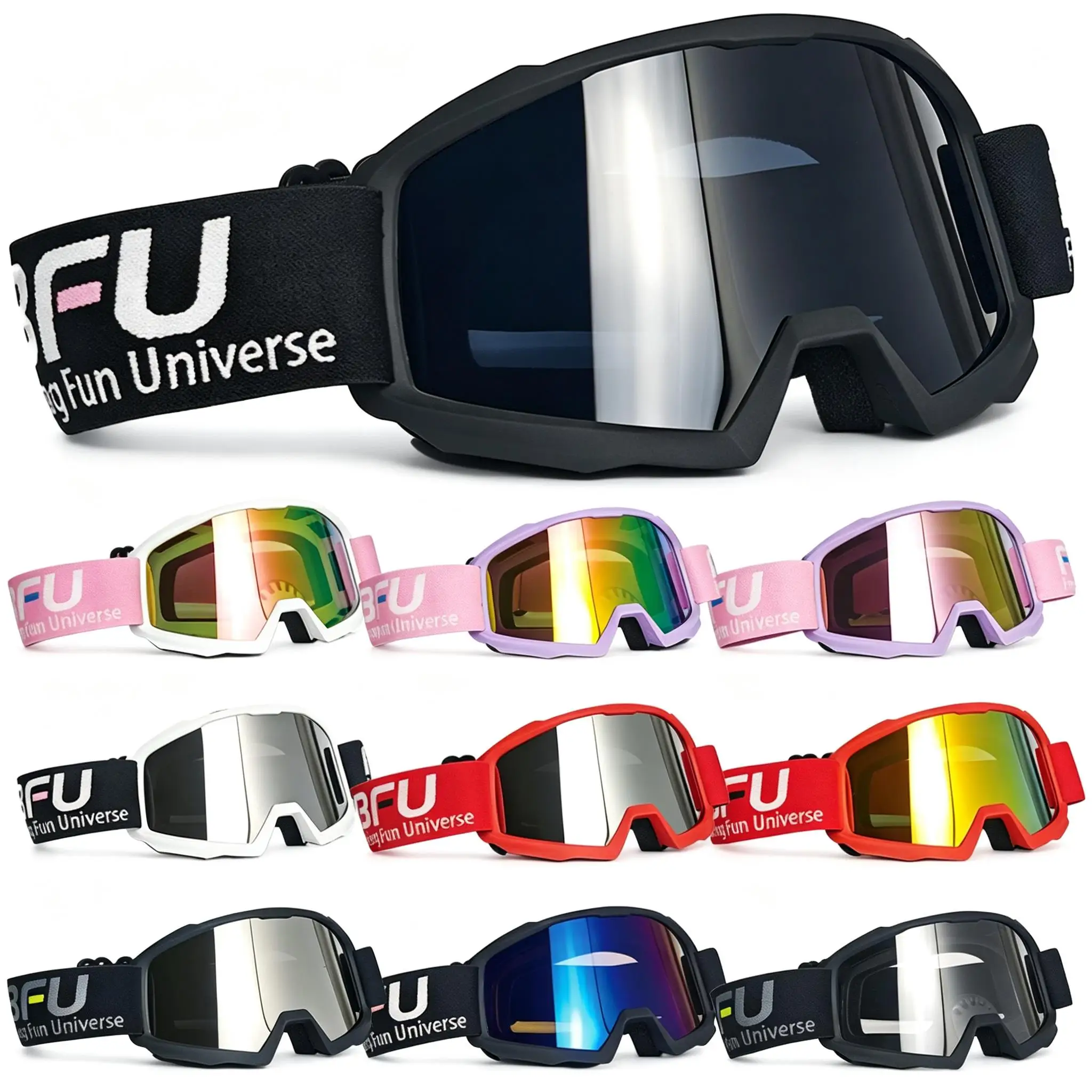 Motocross Sports Goggles for Skiing Cycling Snow Hiking, Fit Myopia Glasses, Ventilated Design for Men Women Outdoor Adventures