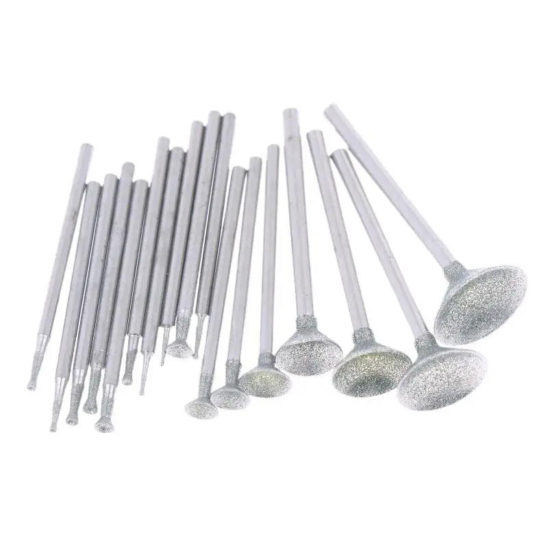 0.5-16mm Diamante Rotondo Burring Levigatura Punta da trapano Testa di macinazione Gambo da 2.35mm Intagliare Precisione Strumento di intaglio Parti smerigliatrice elettrica