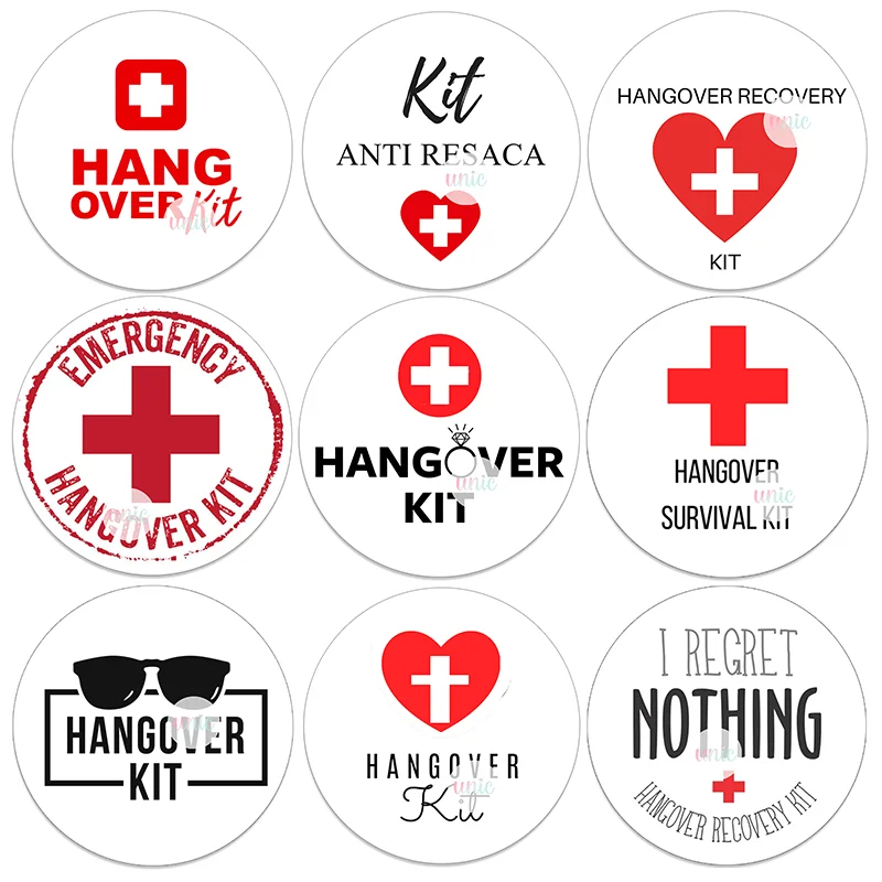 Self-adhesive Stickers Hangover Kit Drinking Labels Favour Sticker Bachelorette Party Survival Recovery Kit Wedding Labels