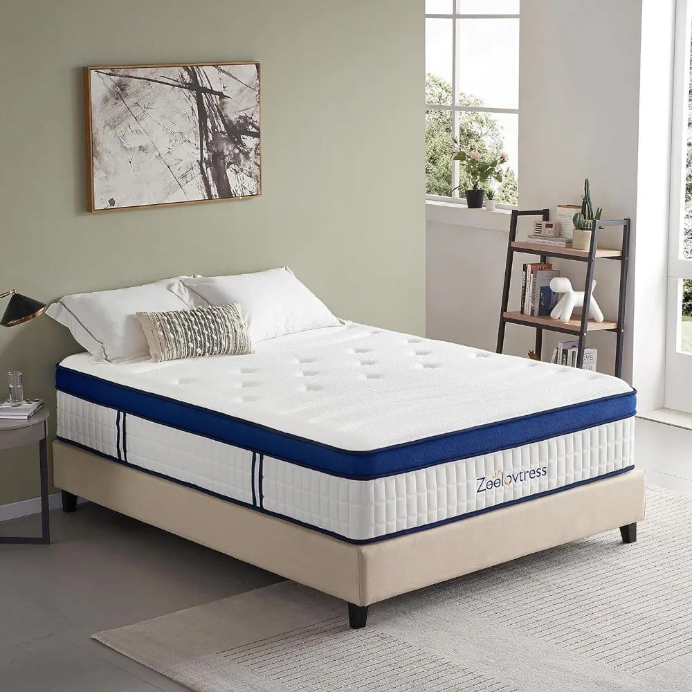 Mattress,14 Inch Gel Memory Foam Innersprings Hybrid Bed Mattress with Tencel Cover, ,Medium Firm,Mattress