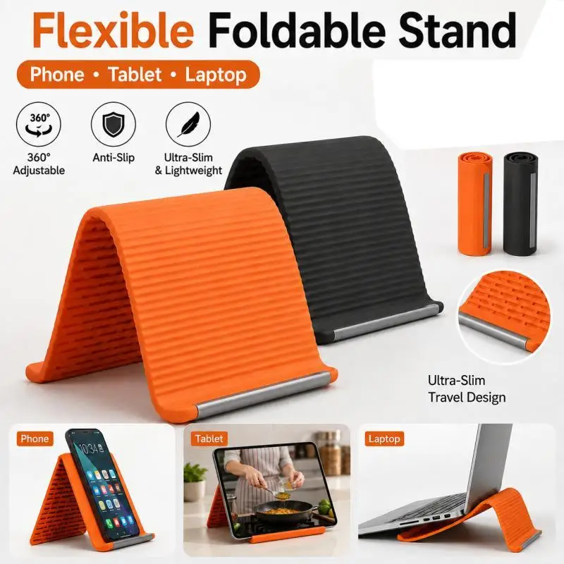 Flexibler Faltbarer Telefonhalter, Tragbarer Multi-Winkel Tablet-Ständer für iPhone iPad Laptop Zuhause Büro Reise