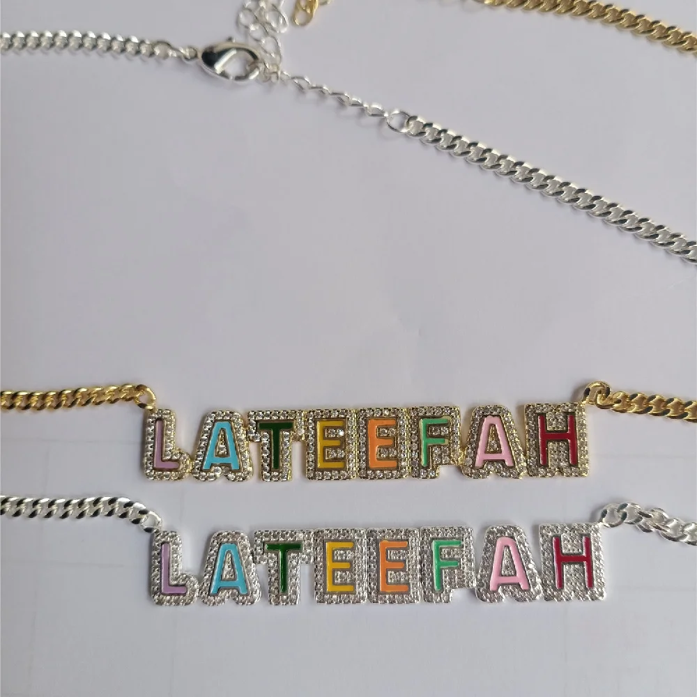 2023 Custom Name Enamel Colorful Necklace Personalized Necklace For Women Name Necklaces Pendant Necklace Jewelry Gift