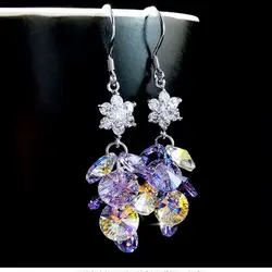 Earrings for Women White Zircon Geometry Dangle Earrings Charm Silver Color Cute Tassel Long Wedding Trendy Female Drop Earrings