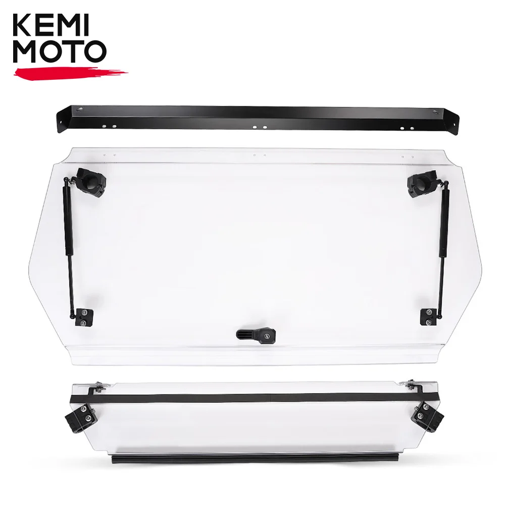 KEMIMOTO UTV PC Clear Front Flip Windshield for CF-MOTO ZFORCE ZFORCE 950 Scratch Resistant 3-in-1 Folding Half Flip Windscreen