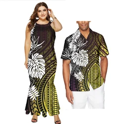 Couples Clothing Two Pieces Sets Polynesian Tribal Clothing Samoan Tapa Flower Print Custom Couple Matching Outfits