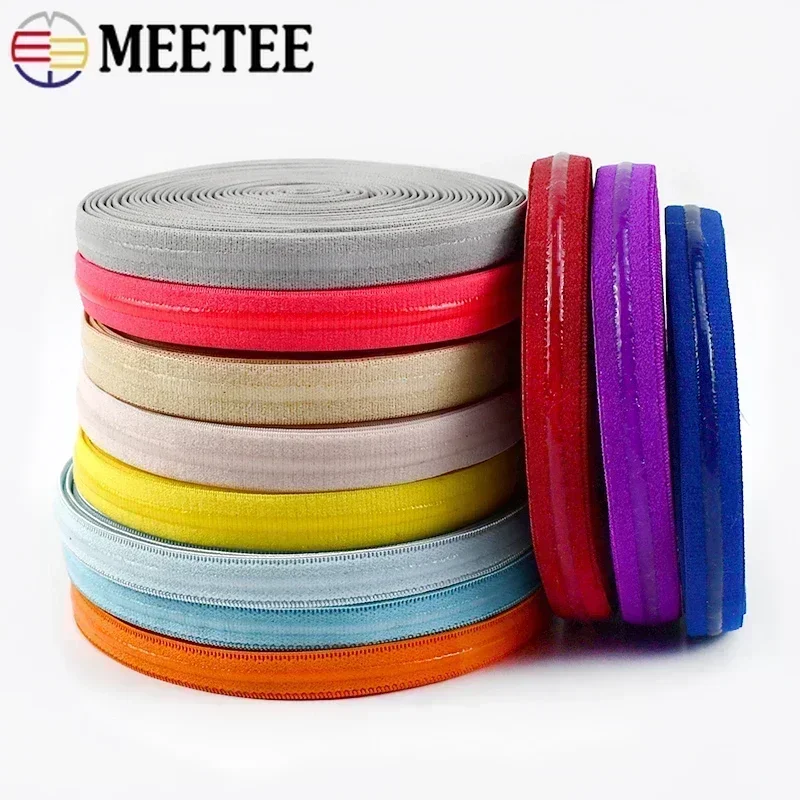 10/20/50M 10mm Colorful Non-slip Elastic Band Transparent Silicone Rubber Underwear Strap Stretch Webbing Tape Sewing Materials